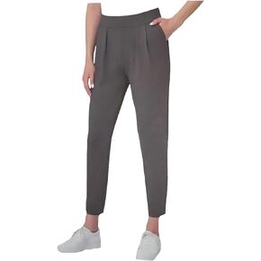 Womens Pleated Front Pull on Ponte Pants, Volcanic Ash, Medium