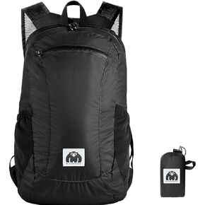 Hiking Daypack 18L Lightweight Packable Backpack for Travel, Airplane Travel Small Backpack (Black)