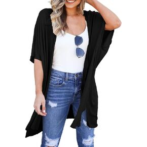 Yekaty Womens Summer Lightweight Cardigan Short Sleeve Open Front Casual Loose Cover Ups Outwear