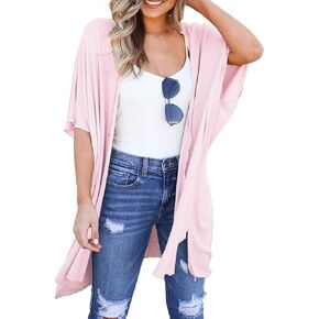 Yekaty Womens Summer Lightweight Cardigan Short Sleeve Open Front Casual Loose Cover Ups Outwear