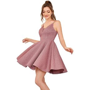 Ever-Pretty Womens Sparkle V Neck Sleeveless Spaghetti Straps A-Line Mini Summer Dress Cocktail Dress 03124-USA