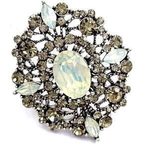 Antique Gold Tone Geometric Foliate Filigree Art Deco Blue Oval Shaped Brooch (Blue)