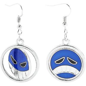 Smiley Face Earrings, Happy Unhappy Stud Earrings, Smiley Face Drop Earrings, Smiley Earrings Sad Earrings, Anime Cosplay Earrings for Men Women Boys Girls