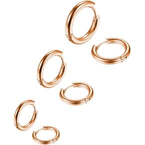 3-4 أزواج من الأقراط الجراحية الفولاذية للرجال أقراط ذهبية صغيرة على شكل غضروف للنساء لا تسبب الحساسية طقم أقراط هوجي 8-20 مم in Kuwait