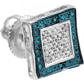 Dazzlingrock Collection 0.05 Carat (ctw) Round Blue & White Diamond Kite Shape Men's Stud Earring (1Pc Only) in 925 Sterling Silver