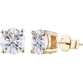 DovEggs مزدوجة 14K سدادات الأذن الصلبة 14K الذهب الأصفر 2ct 6.5mm G-H-I اللون قلوب أسهم قص سلة مواسانيت أقراط مسمار الدفع مرة أخرى للنساء in Saudi Arabia