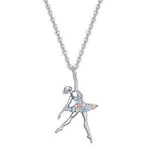 VEEHOO Girls Ballet Ballerina Necklace Gifts,Dance Recital Gifts For Girls Rainbow Dance Gifts Heart Dance Jewelry For Girls