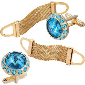 Birthstone Cuff links Mens, Shinny Gold Tone Cufflinks for Men Dress Shirts, Personalized Birthday Gifts for Men.