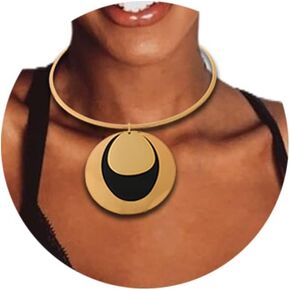 deladola African Choker Necklace Set Gold Collar Chokers Round Bride Necklaces and Earring Jewelry Accessories for Women and Girls