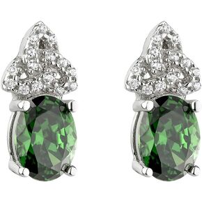 Solvar Trinity Knot Earrings Sterling Silver Green CZ Made in Ireland