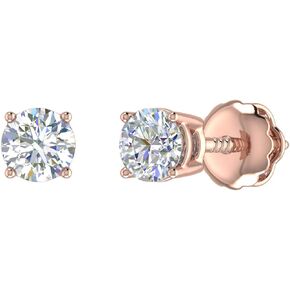 1/2 Carat Round Diamond Women's Stud Earrings in 14K Gold (Screw Back)