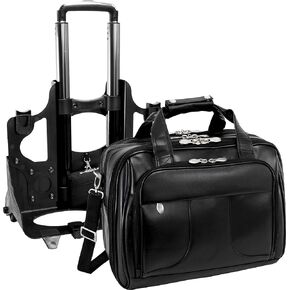 McKlein USA Chicago 15.6' Leather Patented Detachable Wheeled Laptop Overnight with Removable Briefcase