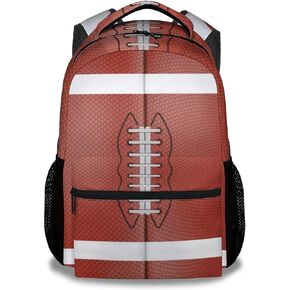 XaocNyx Football School Backpack for Boys, 16 Inch Brown Backpacks for Kids Age 10-12, Cool Lightweight Bookbag for Travel