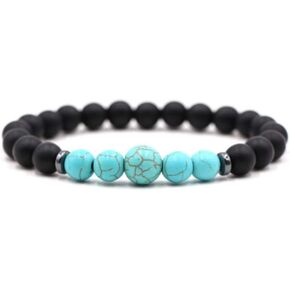 Black Lava Stone Turquoise Bracelets for Women Men Beaded Bracelets Gift for Sister Daughter Christmas Birthday Family Dad Boyfriend Brothers