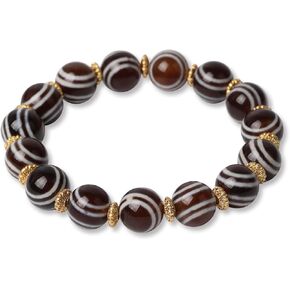 Tibetan Dzi Beads Bracelet Mala Beads Luxury Jewelry Agate Elastic Bracelet Amulet Bangle Attract Good Luck for Women and Men Friend Mother's Day Valentine's Day Christmas Birthdays Gift