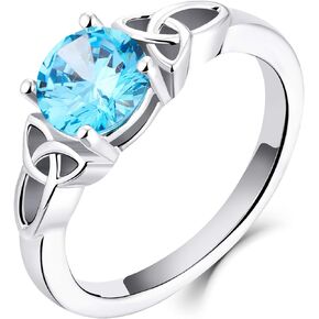 YL Celtic Knot Rings for Women 925 Sterling Silver Birthstones 18k White Gold Plated Statement Rings