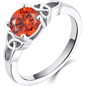 YL Celtic Knot Rings for Women 925 Sterling Silver Birthstones 18k White Gold Plated Statement Rings