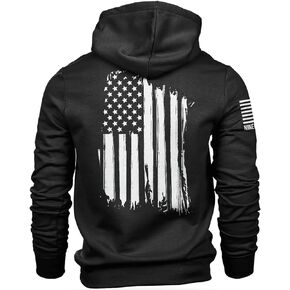 Nine Line America Hoodie Black - Unisex Hooded Sweatshirt with American Flag Symbol of Freedom - Dropline Logo
