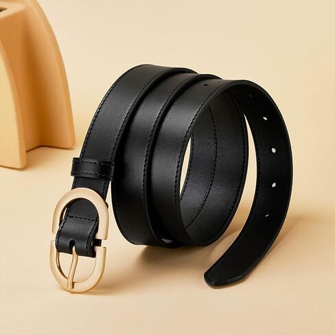 حزام خصر من الجلد مع ابزيم ذهبي للنساء من اوويد، مناسب للارتداء اليومي والجينز والفساتين والبنطلونات، قطعتين in Kuwait