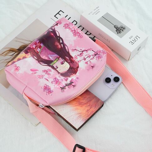 QUQMDKL Cute Anime Cell Phone Purse Wallet Kawaii Small Crossbody Bags Phone Purse with Adjustable Shoulder Strap (Bag-Nezuko) in Saudi Arabia