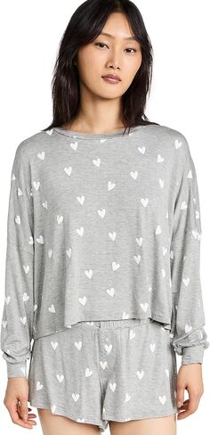 طقم شورت جيرسي نسائي من Honeydew Intimatics All American Jersey، Heather Gray Hearts، S in Saudi Arabia