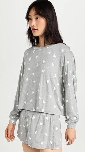 طقم شورت جيرسي نسائي من Honeydew Intimatics All American Jersey، Heather Gray Hearts، S in Saudi Arabia