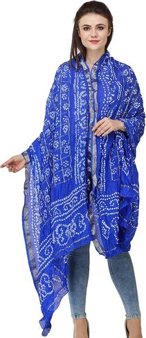 Exotic India Bandhani Tie-Dye Gharchola Dupatta from Jodhpur with Golden Thread Weave in Saudi Arabia