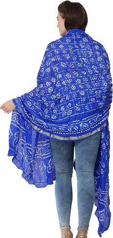Exotic India Bandhani Tie-Dye Gharchola Dupatta from Jodhpur with Golden Thread Weave in Saudi Arabia