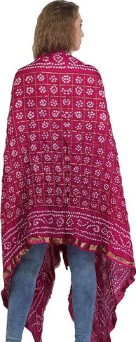 Exotic India Bandhani Tie-Dye Gharchola Dupatta from Jodhpur with Golden Thread Weave in Saudi Arabia