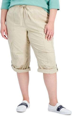 Tommy Hilfiger Plus Size Crop Cargo Pants Khaki 2X in Saudi Arabia