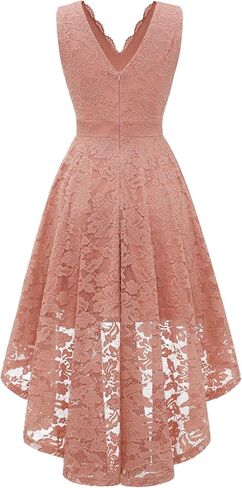 فستان Daisyaner النسائي برقبة على شكل حرف V على شكل حرف a عالي ومنخفض، فستان رسمي مزين بالزهور من الدانتيل لحفلات العودة للوطن، فستان وصيفة العروس للحفلات الراقصة in Saudi Arabia