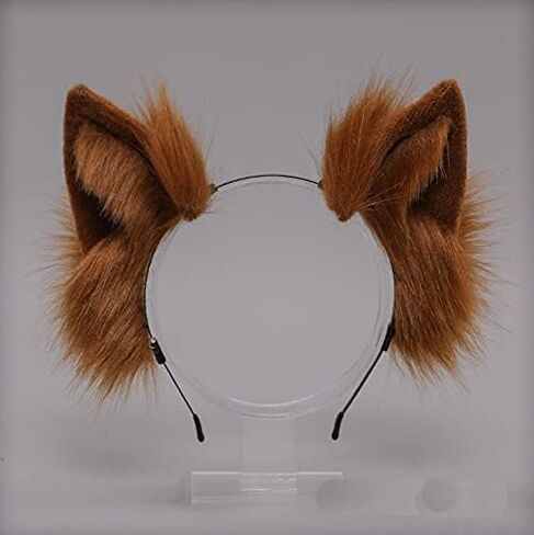 Ylucky Faux Fur Cat Ears Hair Clip Furry Fox Long Tail Dress Up Set Halloween Cosplay Costume in Kuwait