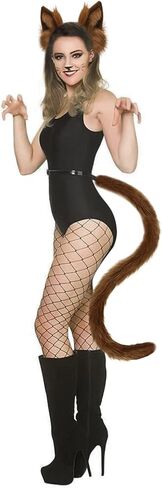Ylucky Faux Fur Cat Ears Hair Clip Furry Fox Long Tail Dress Up Set Halloween Cosplay Costume in Kuwait