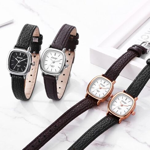 JewelryWe Women Leather Watches Small Square Analog Quartz Watch Simple Elegant Casual Dress Watch in Saudi Arabia