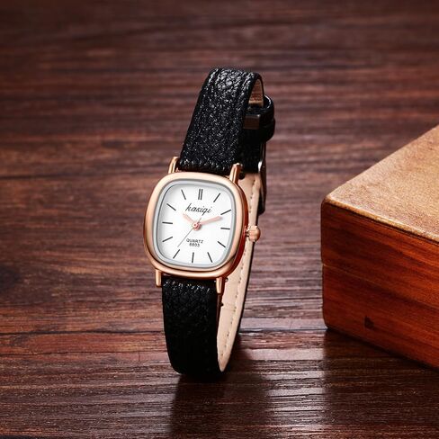JewelryWe Women Leather Watches Small Square Analog Quartz Watch Simple Elegant Casual Dress Watch in Saudi Arabia