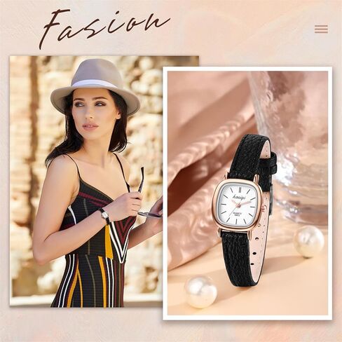 JewelryWe Women Leather Watches Small Square Analog Quartz Watch Simple Elegant Casual Dress Watch in Saudi Arabia