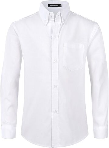 قميص أكسفورد بأكمام طويلة للأولاد من Spring&Gege قمصان قطنية بأزرار سفلية (4-14 سنة) in Kuwait