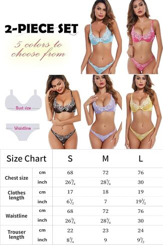 ADSEXY النساء حمالة صدر ولباس داخلي مجموعات مثير قطعتين Underwire مجموعة الملابس الداخلية رفع الدانتيل المطرزة الملابس الداخلية بيبي دول in Kuwait