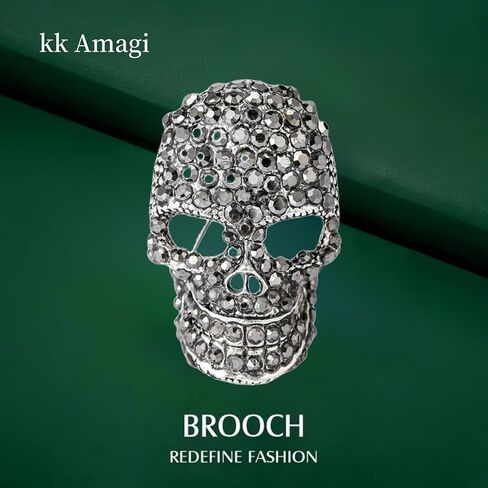 Rhinestone Skull Brooch Punk Style Casual Party Brooch Gift Party Accessories Sparkling in Saudi Arabia