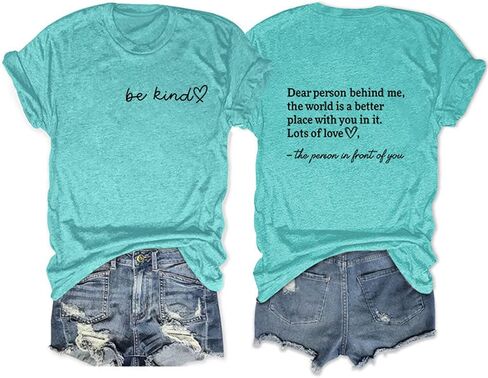 Dear Person Behind ME T Shirt, Be Kind Shirt Summer Cute Kind Graphic Blessed Shirt Women Casual Tee Tops in Saudi Arabia