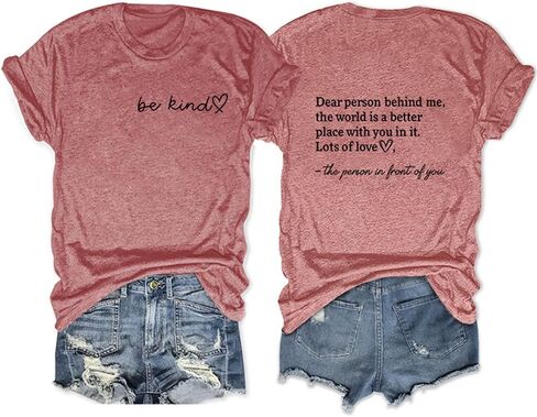 Dear Person Behind ME T Shirt, Be Kind Shirt Summer Cute Kind Graphic Blessed Shirt Women Casual Tee Tops in Saudi Arabia