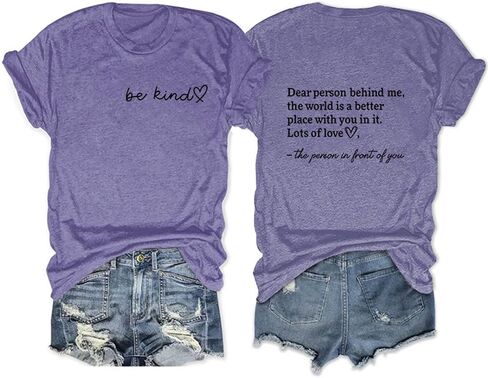 Dear Person Behind ME T Shirt, Be Kind Shirt Summer Cute Kind Graphic Blessed Shirt Women Casual Tee Tops in Saudi Arabia