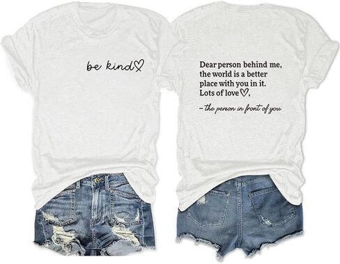 Dear Person Behind ME T Shirt, Be Kind Shirt Summer Cute Kind Graphic Blessed Shirt Women Casual Tee Tops in Saudi Arabia