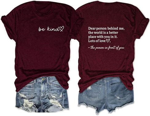Dear Person Behind ME T Shirt, Be Kind Shirt Summer Cute Kind Graphic Blessed Shirt Women Casual Tee Tops in Saudi Arabia