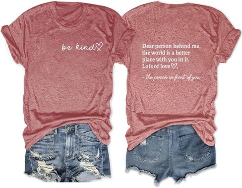 Dear Person Behind ME T Shirt, Be Kind Shirt Summer Cute Kind Graphic Blessed Shirt Women Casual Tee Tops in Saudi Arabia