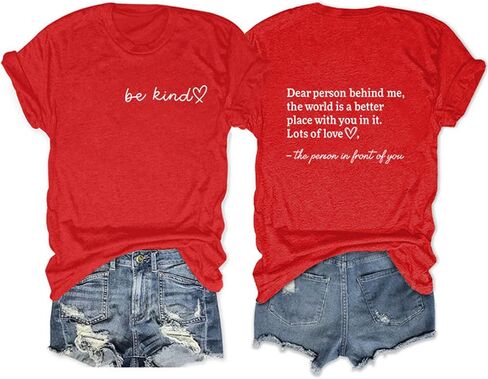 Dear Person Behind ME T Shirt, Be Kind Shirt Summer Cute Kind Graphic Blessed Shirt Women Casual Tee Tops in Saudi Arabia
