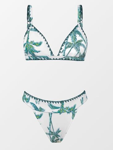 CUPSHE Women Swimsuit Bikini Set Triangle Cheeky Tropical Print Shell Stitched Bathing Suit in Saudi Arabia