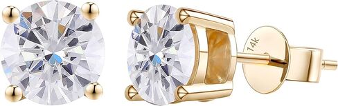 DovEggs مزدوجة 14K سدادات الأذن الصلبة 14K الذهب الأصفر 2ct 6.5mm G-H-I اللون قلوب أسهم قص سلة مواسانيت أقراط مسمار الدفع مرة أخرى للنساء in Saudi Arabia