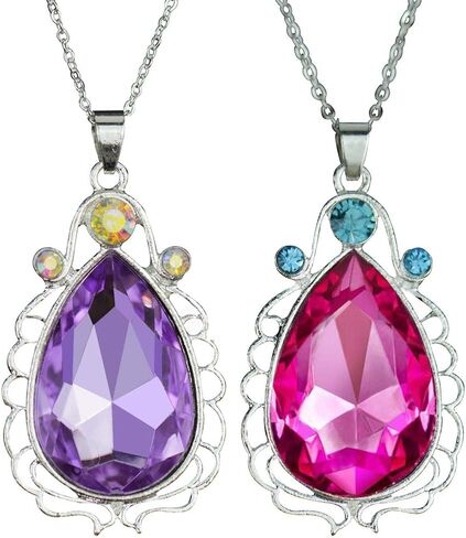 2pcs Sofia Amulet Necklace Teardrop Amethyst Pendant Necklace Sofia the First Princess Costumes Jewelry Girls Necklace in Saudi Arabia