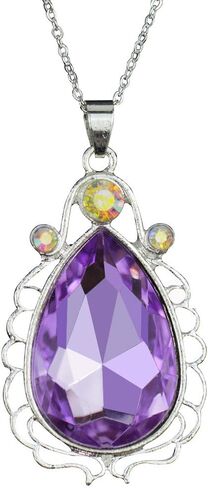 2pcs Sofia Amulet Necklace Teardrop Amethyst Pendant Necklace Sofia the First Princess Costumes Jewelry Girls Necklace in Saudi Arabia